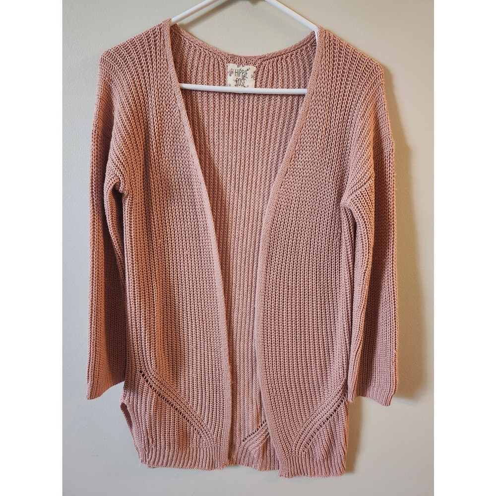 Hippie Rose Open Cardigan Sweater Junior's Size Small Rose Pink